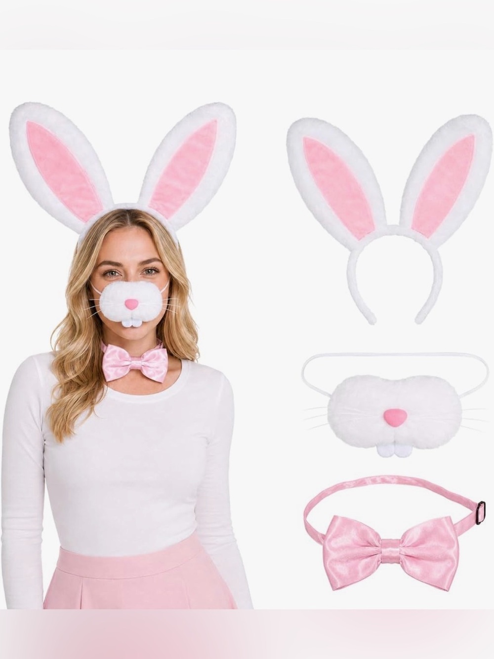 Adult Bunny Ears Headband with Nose Piece